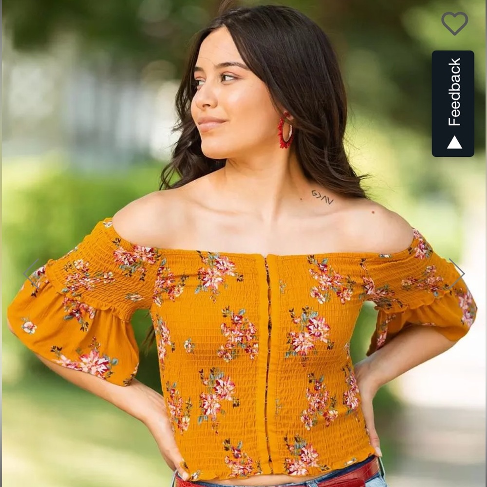 Mustard yellow floral crop top